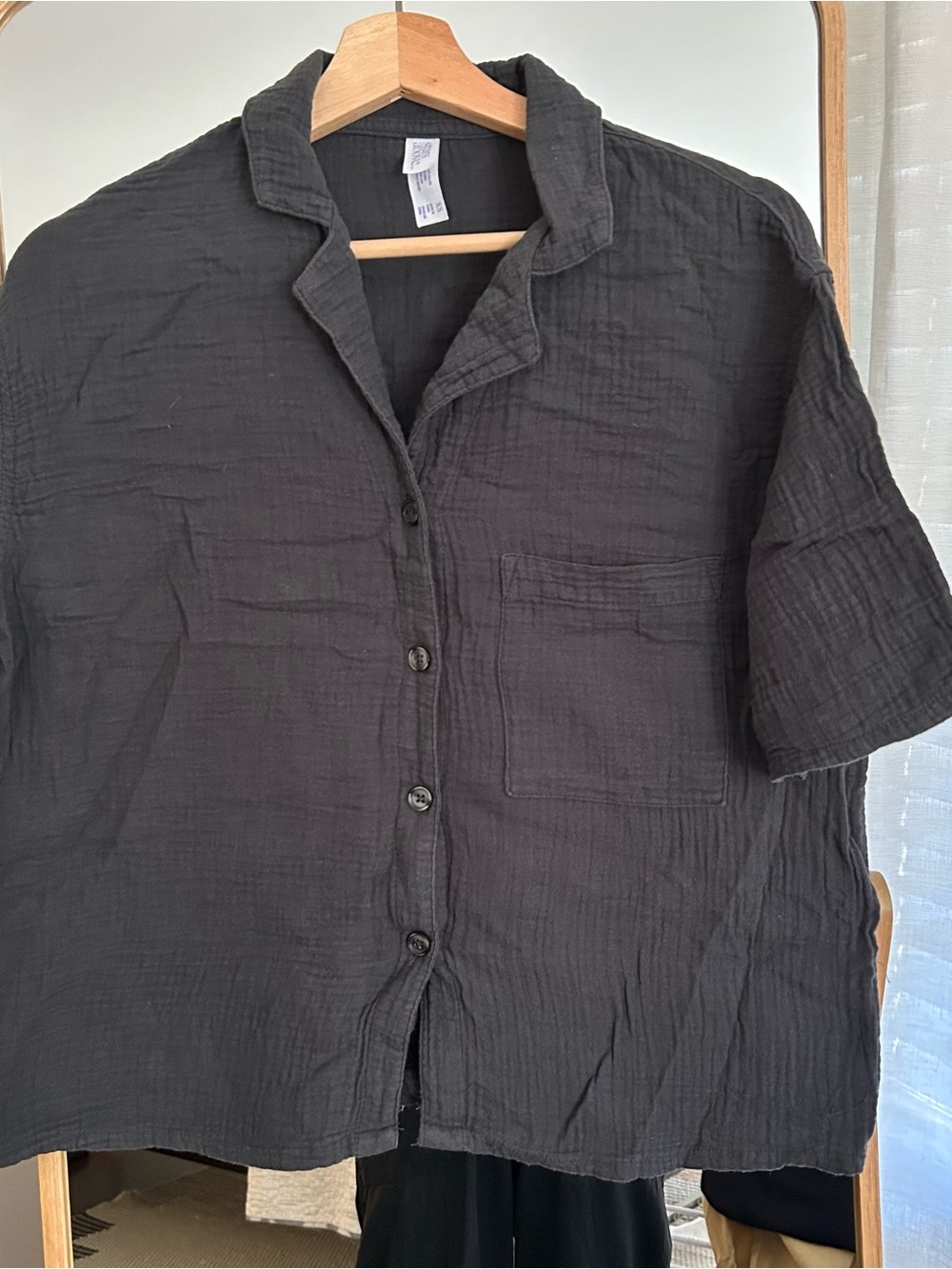 Stars Above Charcoal Cotton Gauze Button-Up Shirt & Short Set